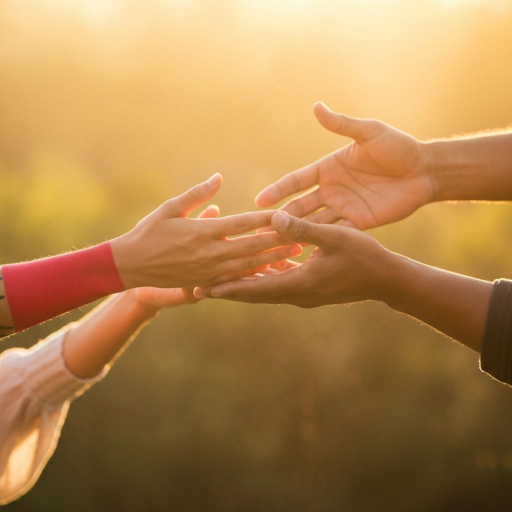 Hands reaching out to help - charitable giving